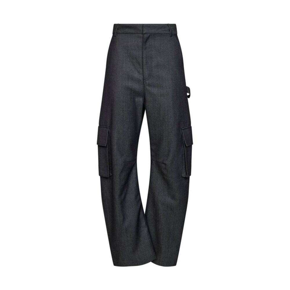 Balenciaga Women Dark Navy Twill Relaxed Cargo Pants